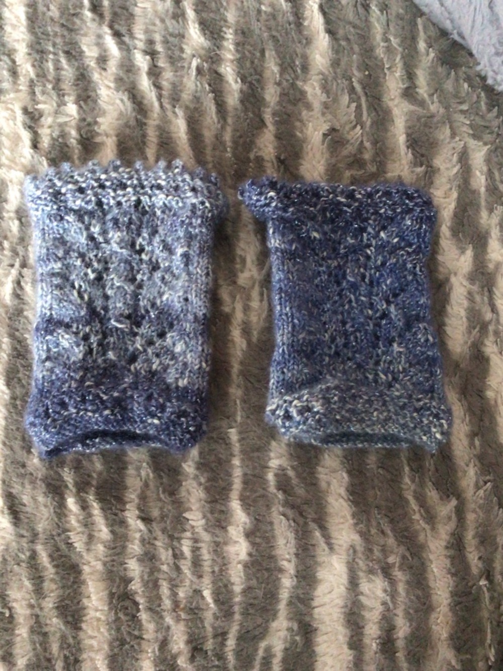Handmade Blue Knit Wrist Warmers
